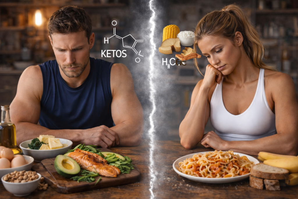 Régime cétogène pour sportif : repas keto avec saumon, avocat et légumes verts pour optimiser énergie et récupération.