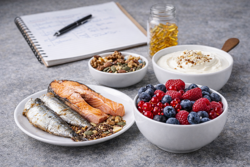 Oméga-3, antioxydants, probiotiques : rôle et intégration dans l’alimentation sportive Oméga-3 antioxydants et probiotiques dans une alimentation sportive pour récupération et immunité